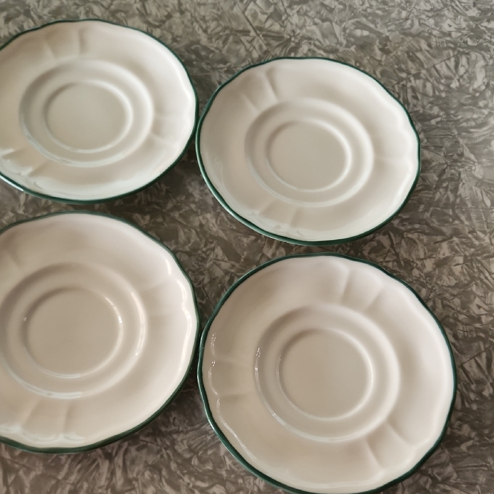 Noritake Cream and Green Saucers